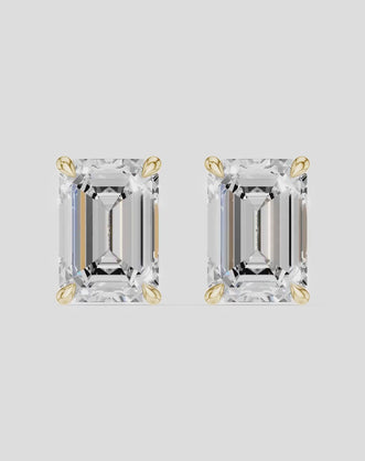Clark 2ct emerald cut diamond studs in 18ct yellow gold