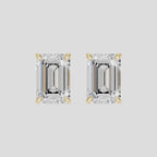 Clark 2ct emerald cut diamond studs in 18ct yellow gold