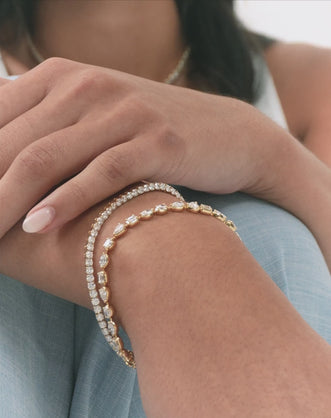 Willow Mixed Shape Tennis Bracelet in 18ct yellow gold