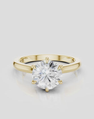 Oxford round brilliant six claw solitaire classic engagement ring in 18ct yellow gold