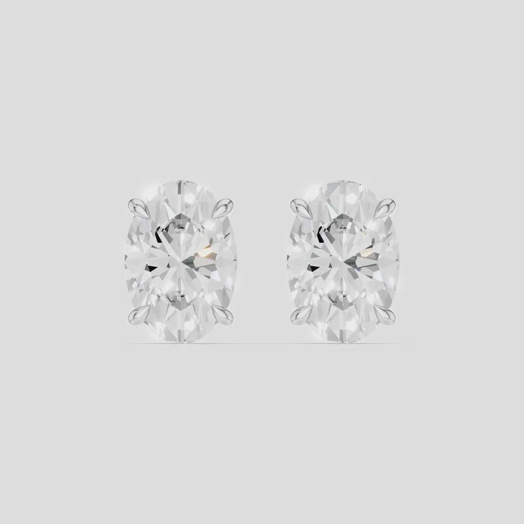 Madison 1ct oval cut diamond studs in 18ct white gold