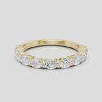 Hastings 0.10ct oval East-West half set wedding band in 18ct yellow gold