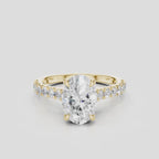 Nassau oval cut diamond band engagement ring in 18ct yellow gold